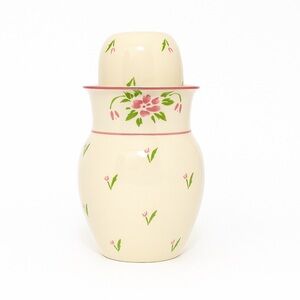 Vintage 1980s Teleflora Tumble Up Bedside Water Carafe Ceramic Floral Design